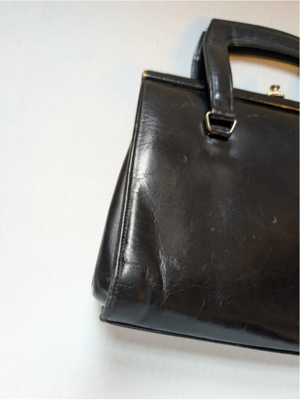 Vintage black leather top-handle handbag MCM in VGUC